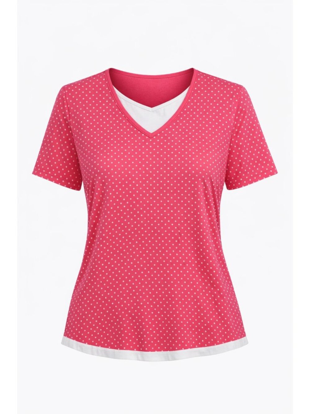 Mountain Lake Top XL Polka Dots Coral Casual Preppy Classic Whimsy BOHO colorful